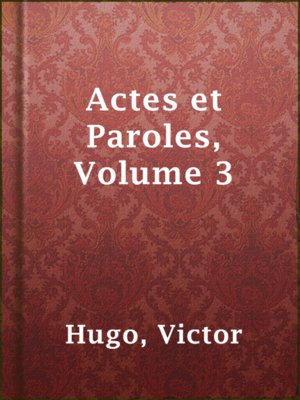 cover image of Actes et Paroles, Volume 3